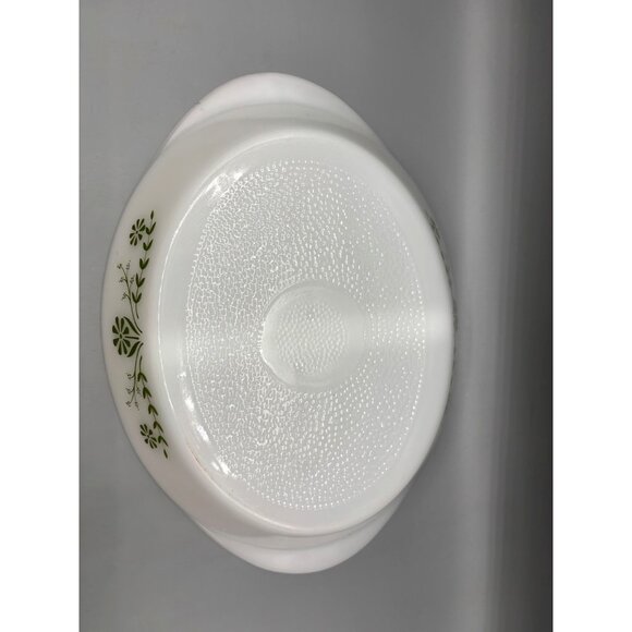 Vintage Glasbake Green Floral Daisy Divided Casserole Milk Glass‎ - Picture 4 of 5